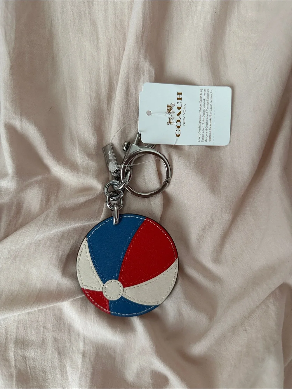 Coach Red, Blue & White Round Beach Ball Keychain